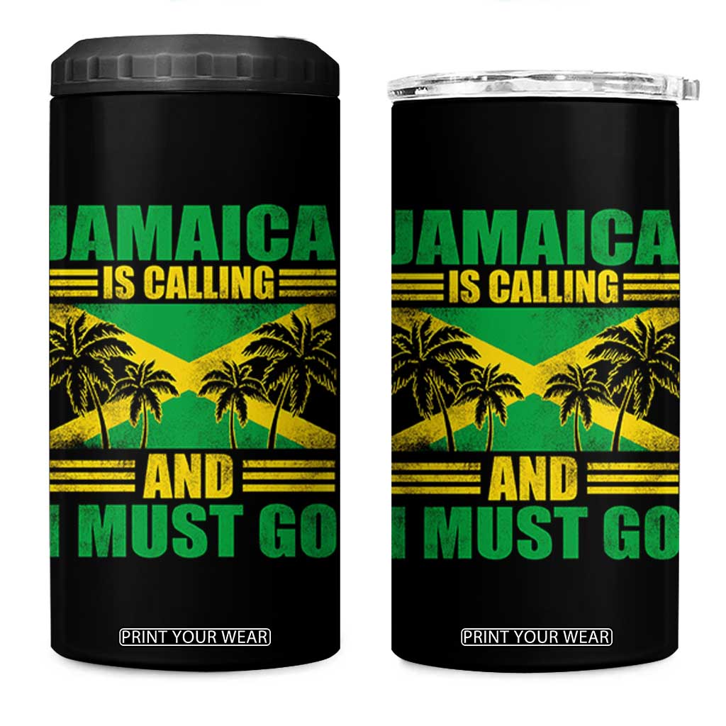Funny Jamaica Is Calling And I Must Go 4 in 1 Can Cooler Tumbler Jamaican Flag Travel TS11 One Size: 16 oz Black Print Your Wear