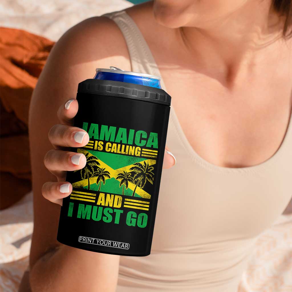 Funny Jamaica Is Calling And I Must Go 4 in 1 Can Cooler Tumbler Jamaican Flag Travel TS11 Print Your Wear