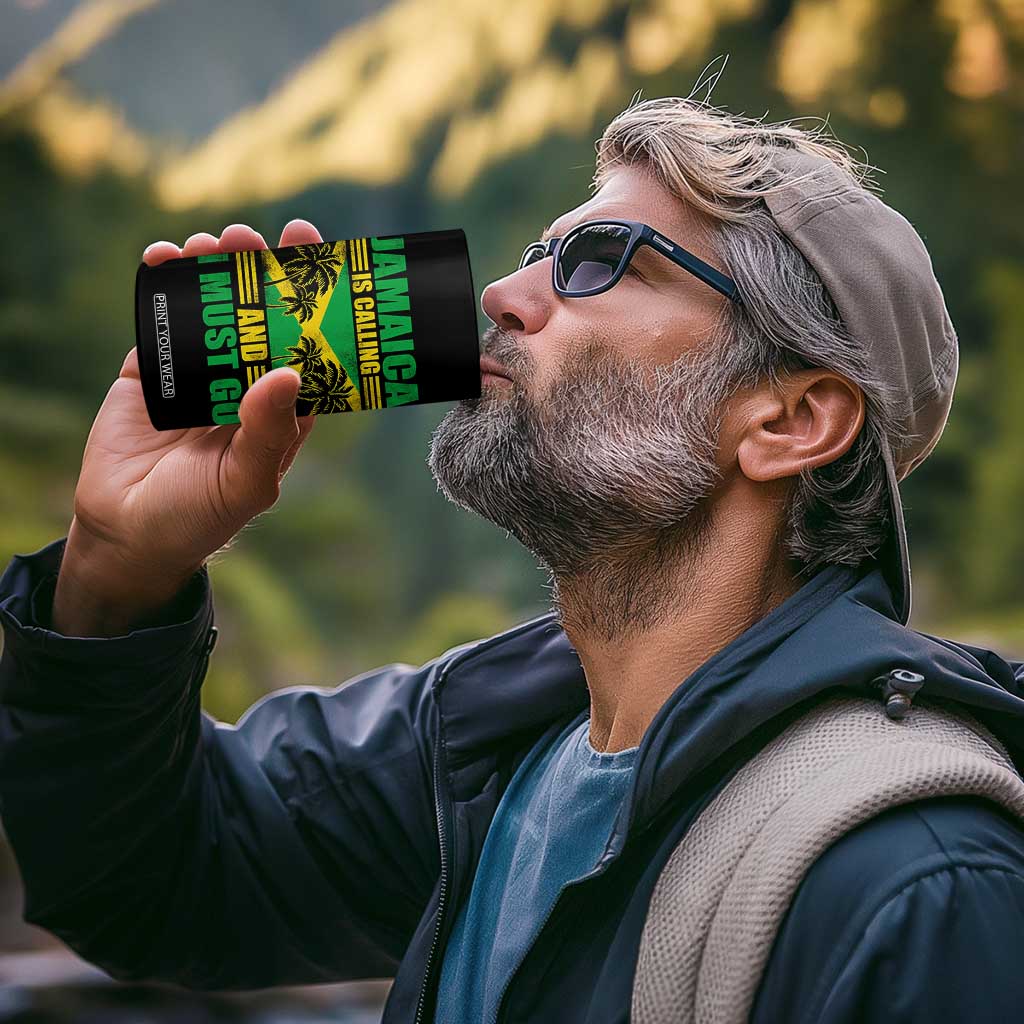 Funny Jamaica Is Calling And I Must Go 4 in 1 Can Cooler Tumbler Jamaican Flag Travel TS11 Print Your Wear