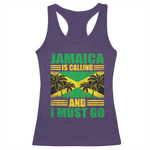 Funny Jamaica Is Calling And I Must Go Racerback Tank Top Jamaican Flag Travel TS11 Purple Print Your Wear