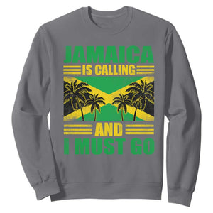 Funny Jamaica Is Calling And I Must Go Sweatshirt Jamaican Flag Travel TS11 Charcoal Print Your Wear