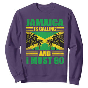Funny Jamaica Is Calling And I Must Go Sweatshirt Jamaican Flag Travel TS11 Purple Print Your Wear