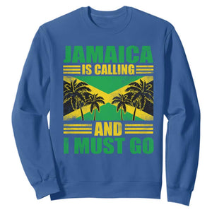 Funny Jamaica Is Calling And I Must Go Sweatshirt Jamaican Flag Travel TS11 Royal Blue Print Your Wear