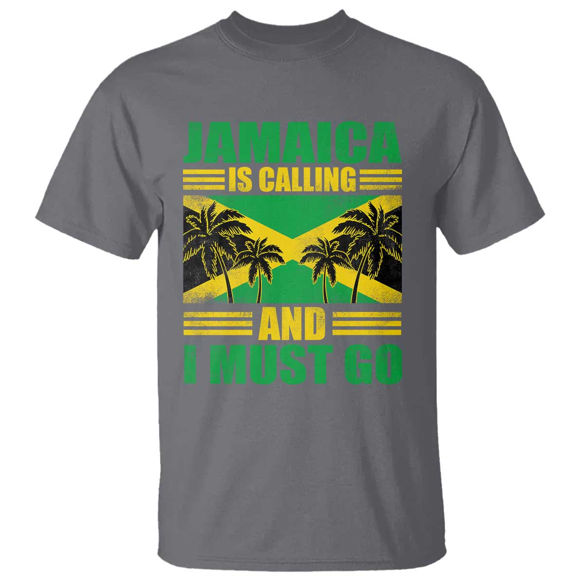 Funny Jamaica Is Calling And I Must Go T Shirt Jamaican Flag Travel TS11 Charcoal Print Your Wear