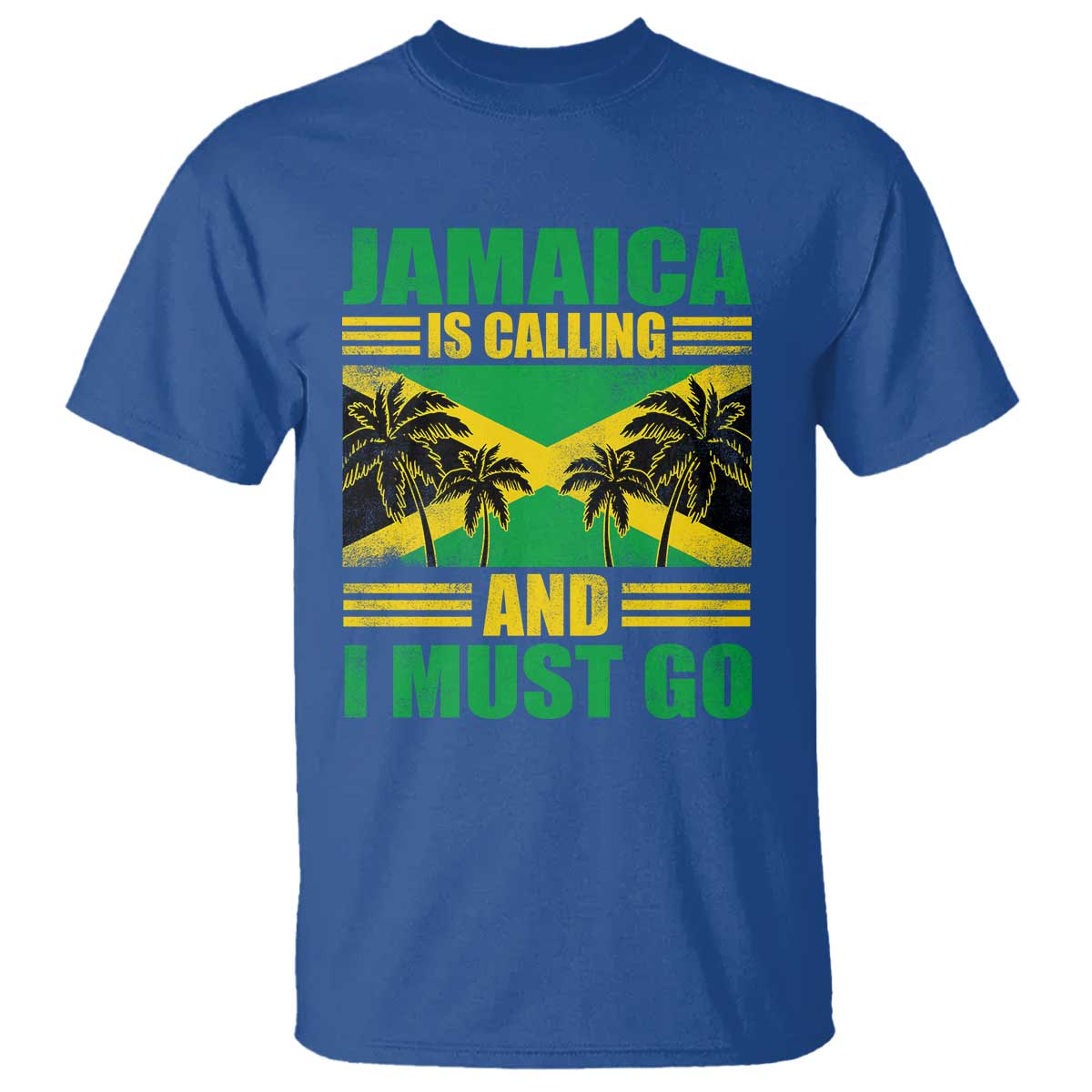 Funny Jamaica Is Calling And I Must Go T Shirt Jamaican Flag Travel TS11 Royal Blue Print Your Wear