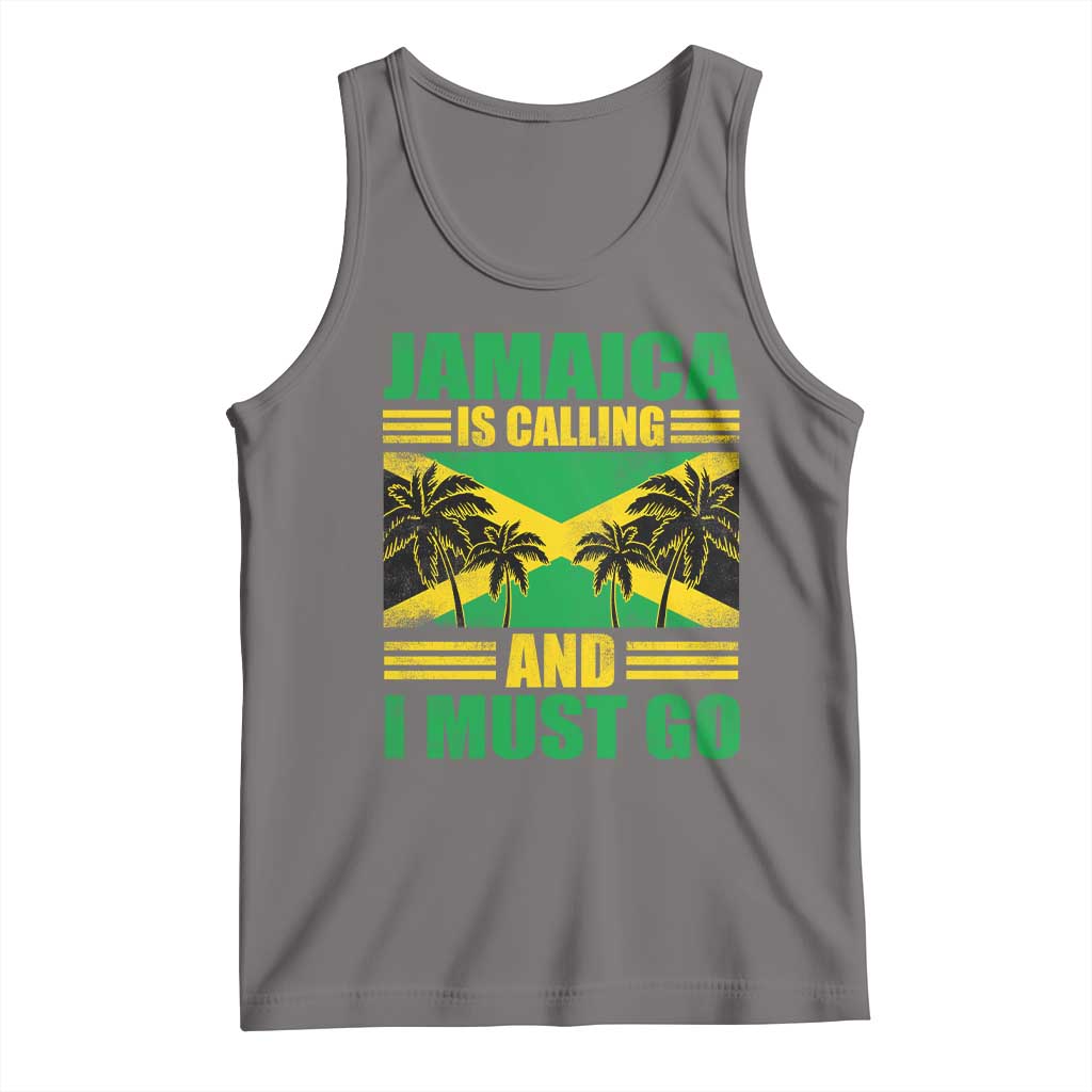 Funny Jamaica Is Calling And I Must Go Tank Top Jamaican Flag Travel TS11 Deep Heather Print Your Wear