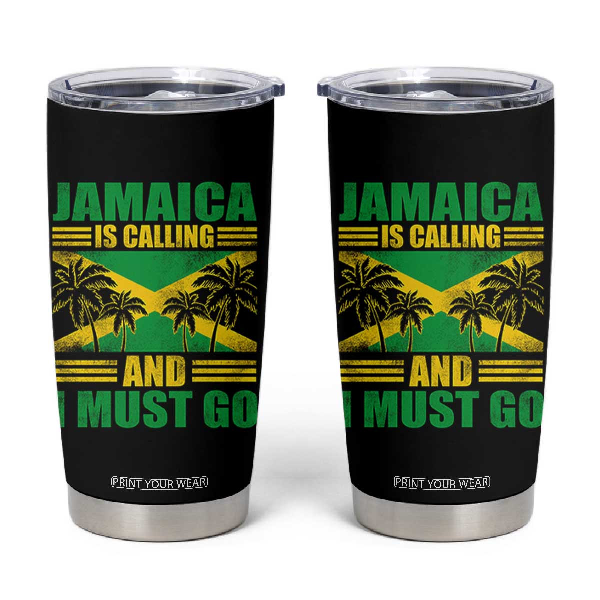 Funny Jamaica Is Calling And I Must Go Tumbler Cup Jamaican Flag Travel TS11 Black Print Your Wear