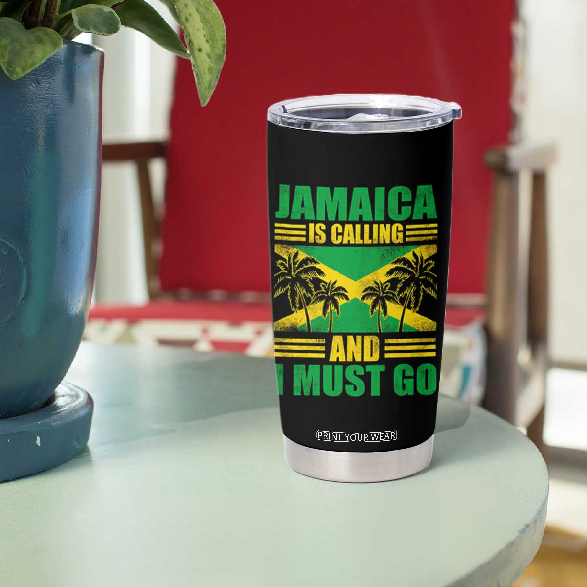 Funny Jamaica Is Calling And I Must Go Tumbler Cup Jamaican Flag Travel TS11 Print Your Wear