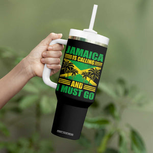 Funny Jamaica Is Calling And I Must Go Tumbler With Handle Jamaican Flag Travel TS11 Print Your Wear