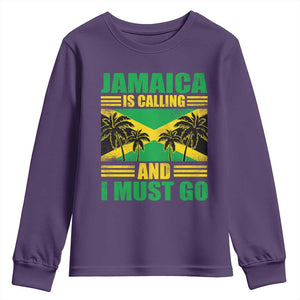 Funny Jamaica Is Calling And I Must Go Youth Sweatshirt Jamaican Flag Travel TS11 Purple Print Your Wear