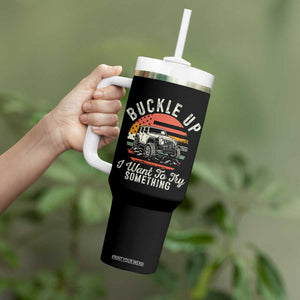 Funny Buckle Up I Want To Try Something Tumbler With Handle Offroad Car American Flag TS11 Print Your Wear