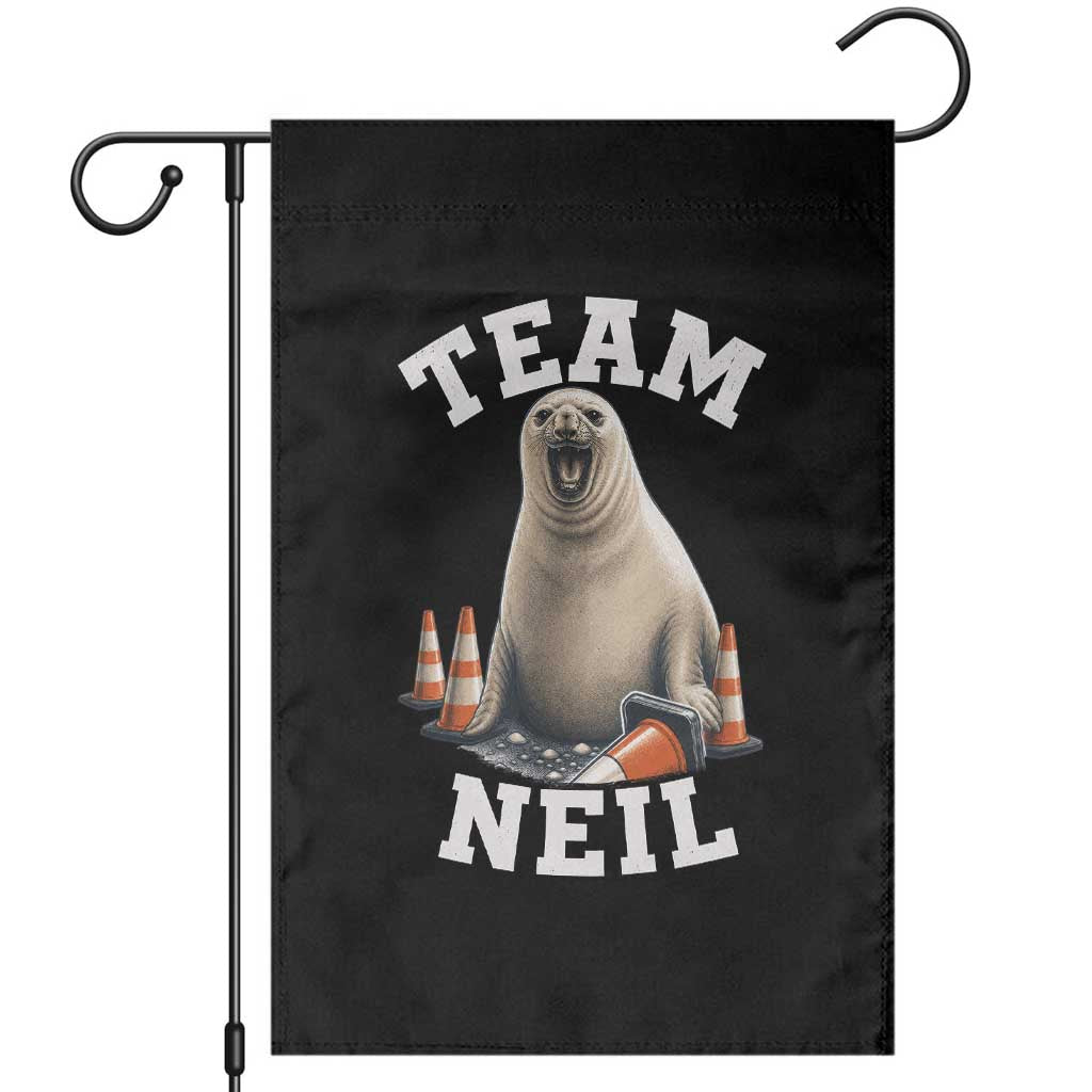 Team Neil The Seal Garden Flag Funny Tasmania Elephant Seal with Traffic Cone TS11 Black Print Your Wear