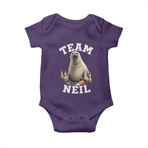 Team Neil The Seal Baby Onesie Funny Tasmania Elephant Seal with Traffic Cone TS11 Purple Print Your Wear
