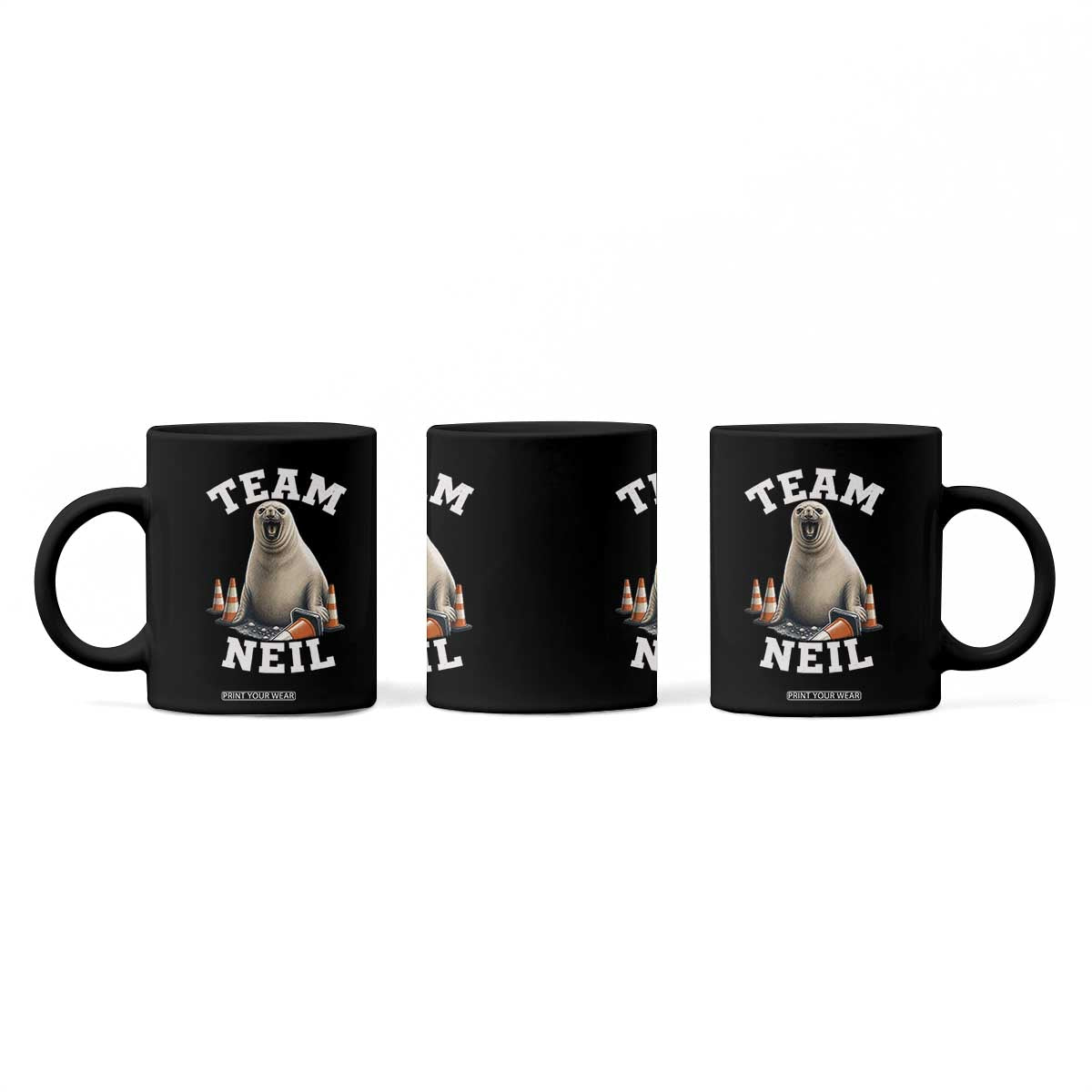 Team Neil The Seal Coffee Mug Funny Tasmania Elephant Seal with Traffic Cone TS11 Print Your Wear