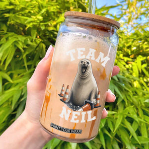 Team Neil The Seal Glass Can Funny Tasmania Elephant Seal with Traffic Cone TS11 Black Print Your Wear