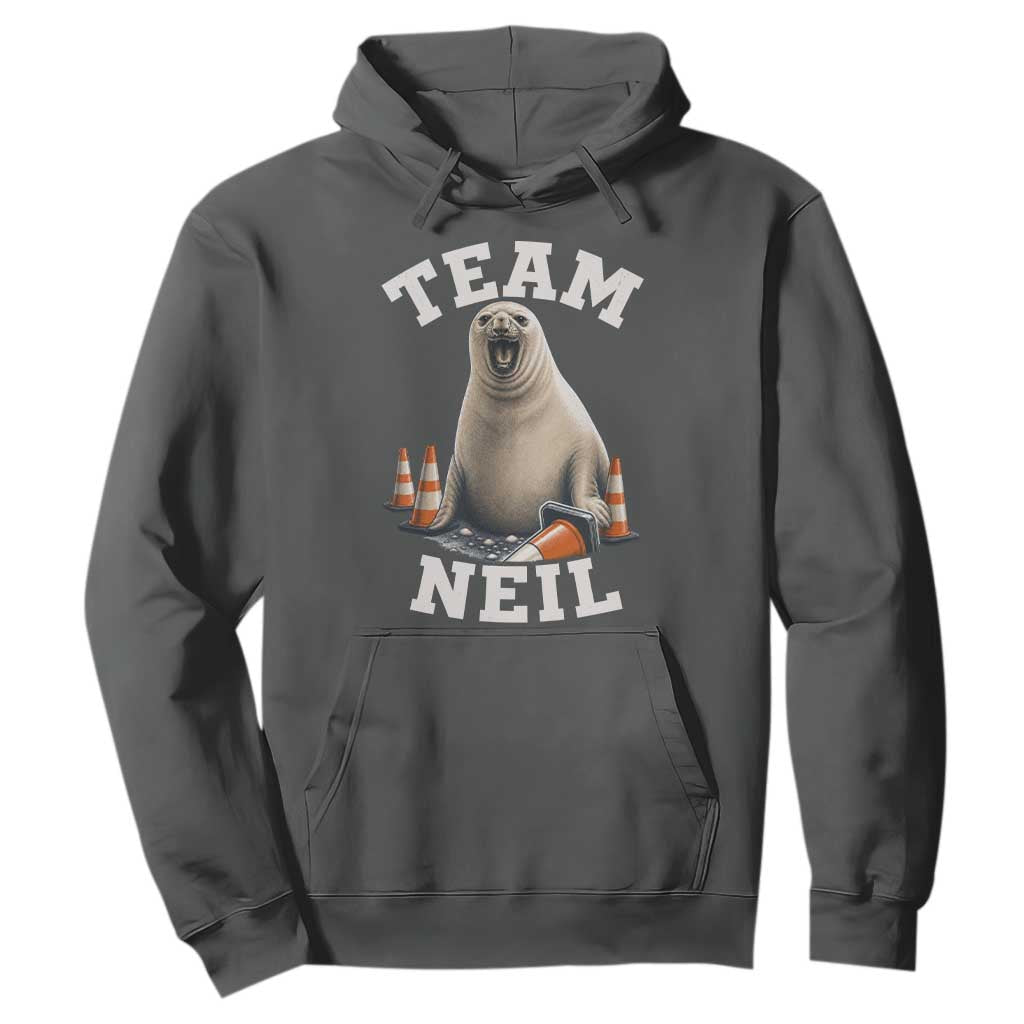 Team Neil The Seal Hoodie Funny Tasmania Elephant Seal with Traffic Cone TS11 Dark Heather Print Your Wear