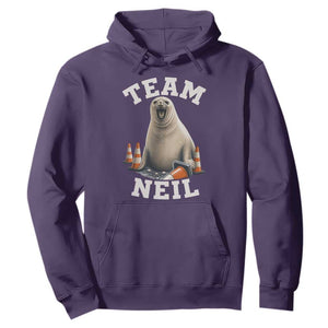 Team Neil The Seal Hoodie Funny Tasmania Elephant Seal with Traffic Cone TS11 Purple Print Your Wear