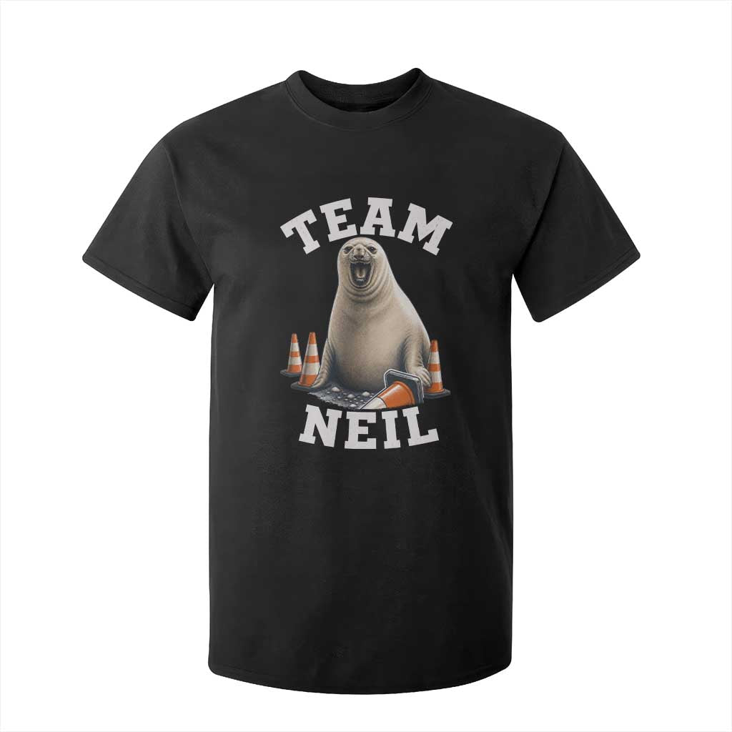 Team Neil The Seal T Shirt For Kid Funny Tasmania Elephant Seal with Traffic Cone TS11 Black Print Your Wear