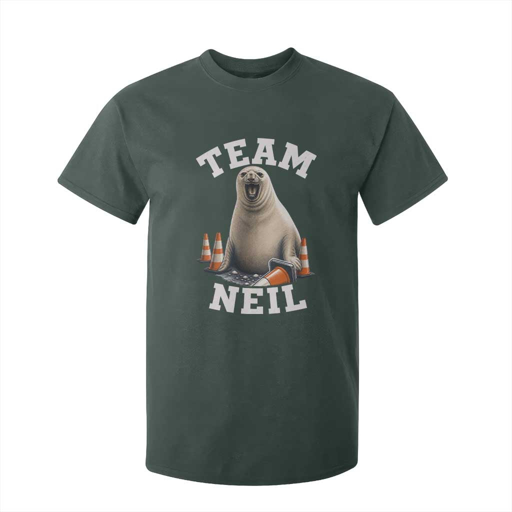 Team Neil The Seal T Shirt For Kid Funny Tasmania Elephant Seal with Traffic Cone TS11 Dark Forest Green Print Your Wear