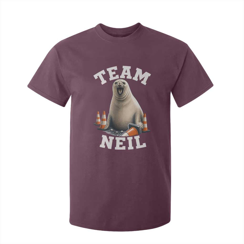 Team Neil The Seal T Shirt For Kid Funny Tasmania Elephant Seal with Traffic Cone TS11 Maroon Print Your Wear