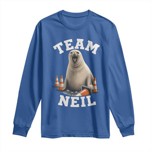 Team Neil The Seal Long Sleeve Shirt Funny Tasmania Elephant Seal with Traffic Cone TS11 Royal Blue Print Your Wear