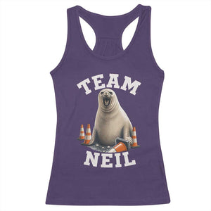 Team Neil The Seal Racerback Tank Top Funny Tasmania Elephant Seal with Traffic Cone TS11 Purple Print Your Wear