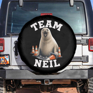 Team Neil The Seal Spare Tire Cover Funny Tasmania Elephant Seal with Traffic Cone TS11 No hole Black Print Your Wear