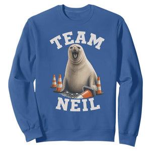 Team Neil The Seal Sweatshirt Funny Tasmania Elephant Seal with Traffic Cone TS11 Royal Blue Print Your Wear