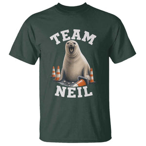 Team Neil The Seal T Shirt Funny Tasmania Elephant Seal with Traffic Cone TS11 Dark Forest Green Print Your Wear