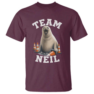 Team Neil The Seal T Shirt Funny Tasmania Elephant Seal with Traffic Cone TS11 Maroon Print Your Wear