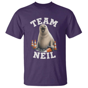 Team Neil The Seal T Shirt Funny Tasmania Elephant Seal with Traffic Cone TS11 Purple Print Your Wear