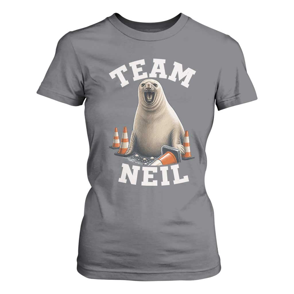 Team Neil The Seal T Shirt For Women Funny Tasmania Elephant Seal with Traffic Cone TS11 Charcoal Print Your Wear