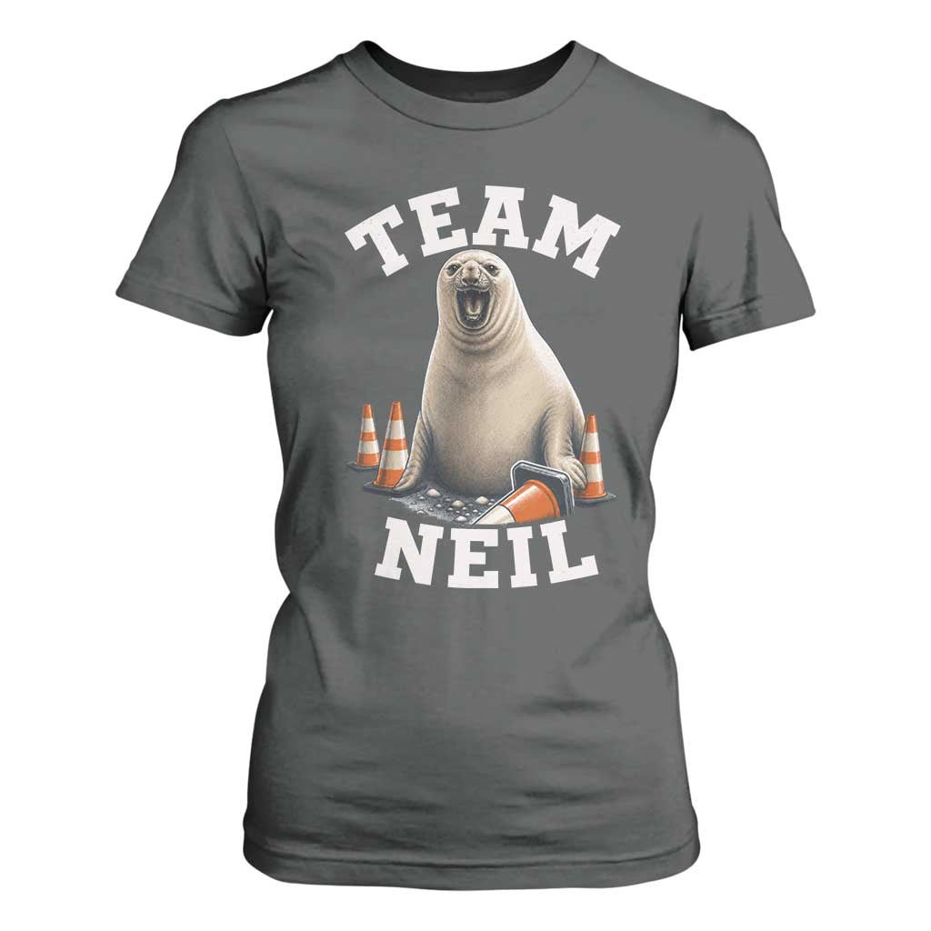 Team Neil The Seal T Shirt For Women Funny Tasmania Elephant Seal with Traffic Cone TS11 Dark Heather Print Your Wear