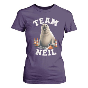 Team Neil The Seal T Shirt For Women Funny Tasmania Elephant Seal with Traffic Cone TS11 Purple Print Your Wear