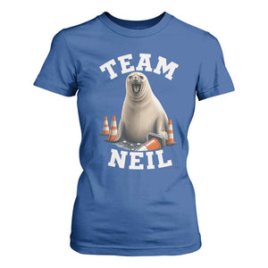 Team Neil The Seal T Shirt For Women Funny Tasmania Elephant Seal with Traffic Cone TS11 Royal Blue Print Your Wear
