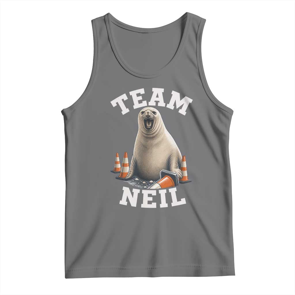 Team Neil The Seal Tank Top Funny Tasmania Elephant Seal with Traffic Cone TS11 Black Heather Print Your Wear