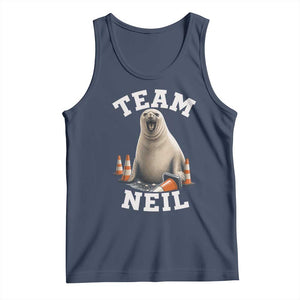 Team Neil The Seal Tank Top Funny Tasmania Elephant Seal with Traffic Cone TS11 Navy Print Your Wear