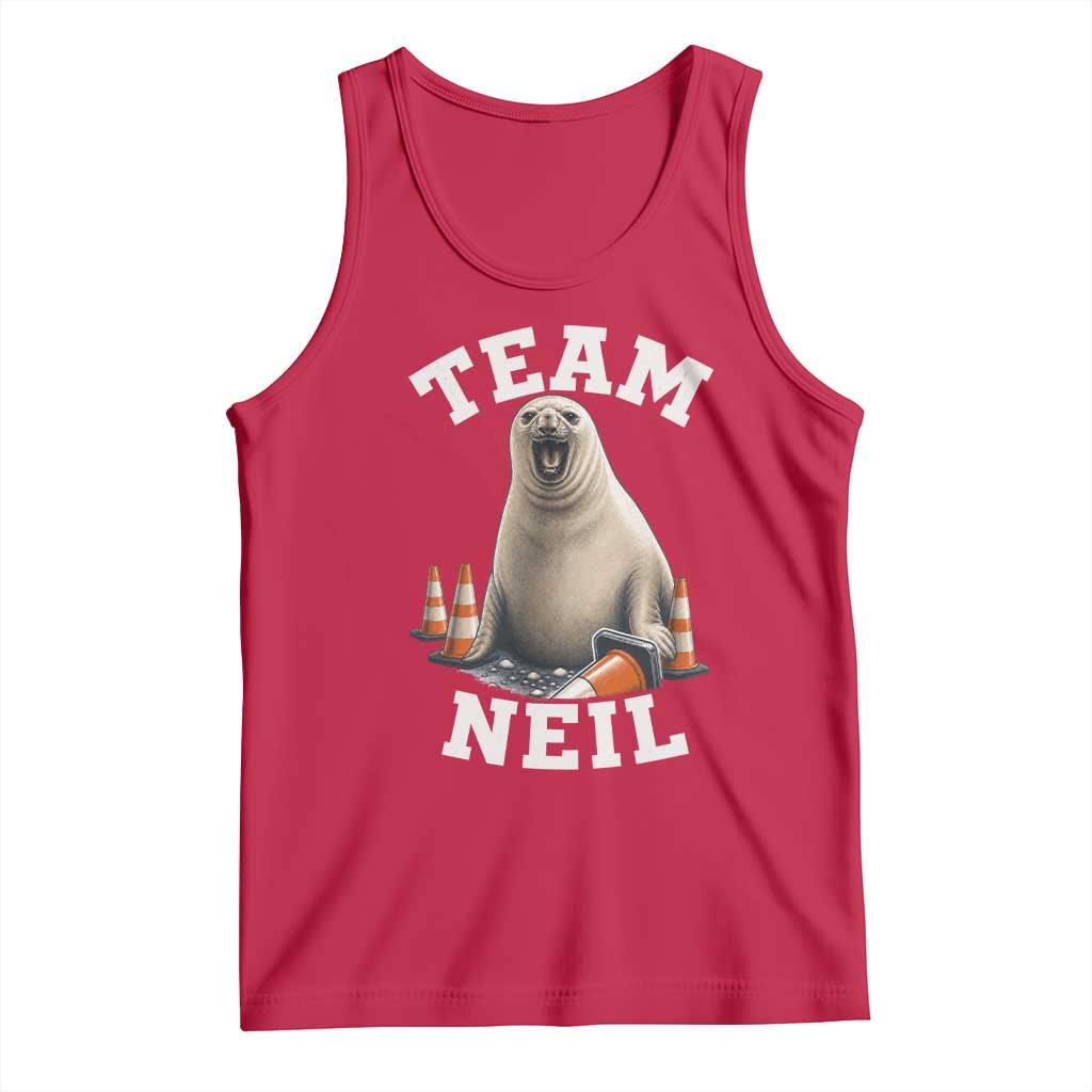 Team Neil The Seal Tank Top Funny Tasmania Elephant Seal with Traffic Cone TS11 Red Print Your Wear