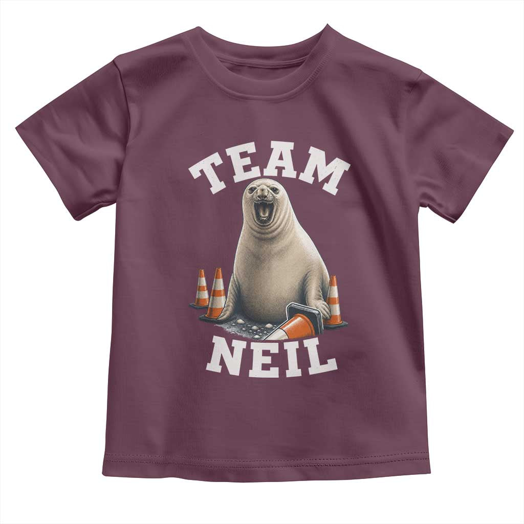 Team Neil The Seal Toddler T Shirt Funny Tasmania Elephant Seal with Traffic Cone TS11 Maroon Print Your Wear