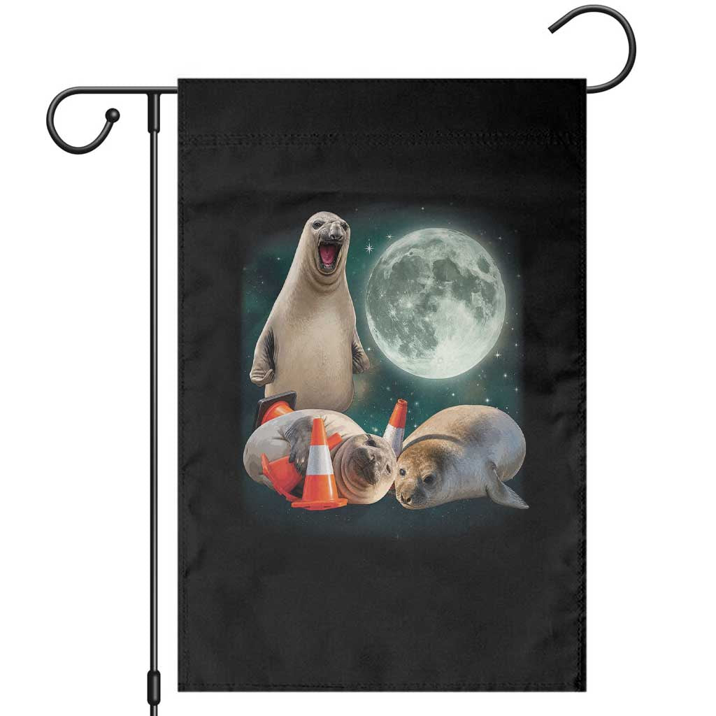 Funny Neil The Seal Howling at Moon 90s Retro Garden Flag TS11 Black Print Your Wear
