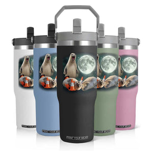 Funny Neil The Seal Howling at Moon 90s Retro Flip Straw Tumbler TS11 Print Your Wear