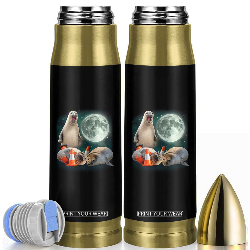 Funny Neil The Seal Howling at Moon 90s Retro Bullet Tumbler TS11 Black Print Your Wear