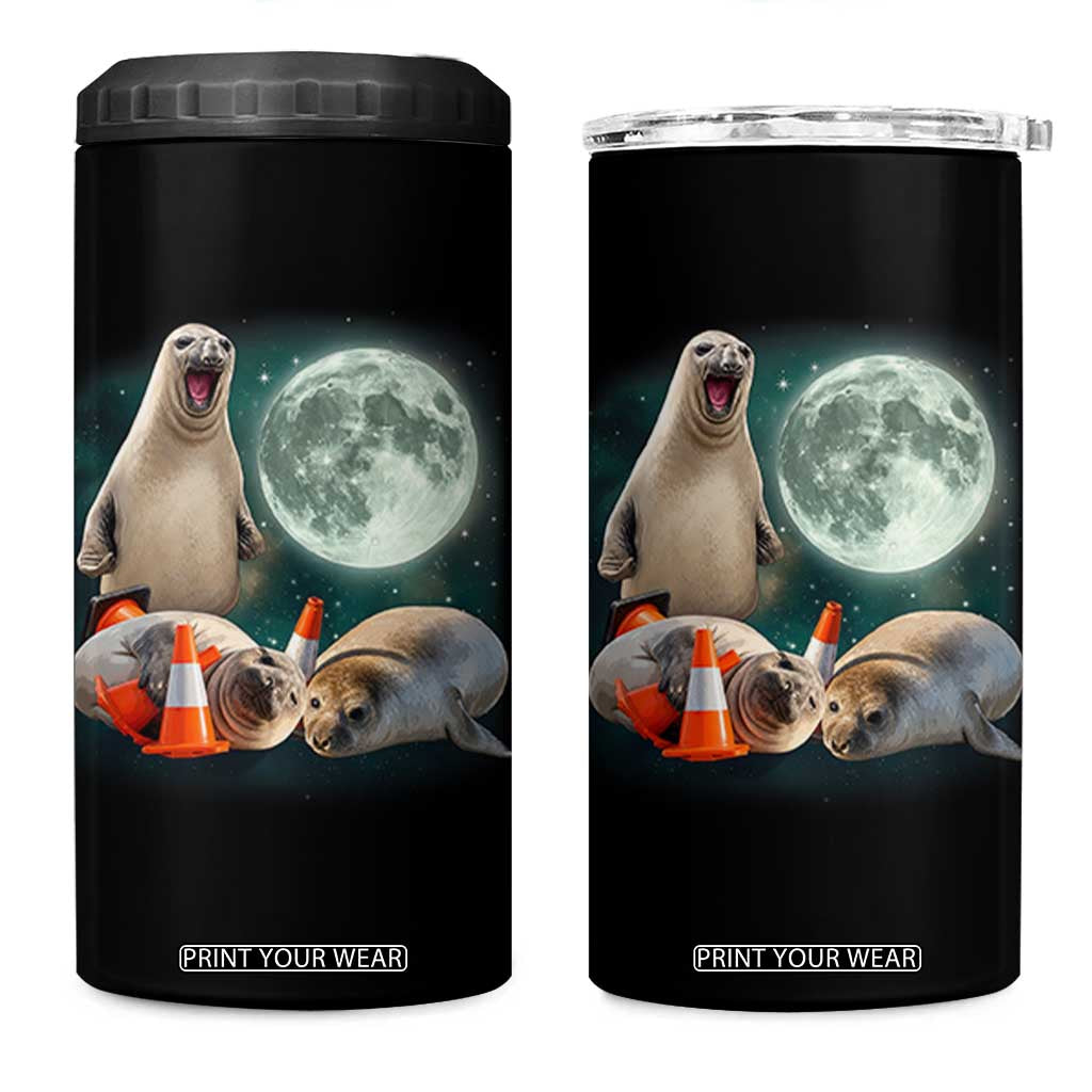 Funny Neil The Seal Howling at Moon 90s Retro 4 in 1 Can Cooler Tumbler TS11 One Size: 16 oz Black Print Your Wear