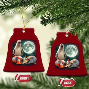 Funny Neil The Seal Howling at Moon 90s Retro Ceramic Ornament TS11 Print Your Wear