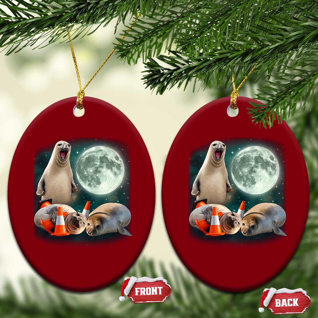 Funny Neil The Seal Howling at Moon 90s Retro Ceramic Ornament TS11 Print Your Wear