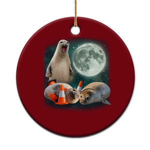 Funny Neil The Seal Howling at Moon 90s Retro Ceramic Ornament TS11 1pc Red Print Your Wear