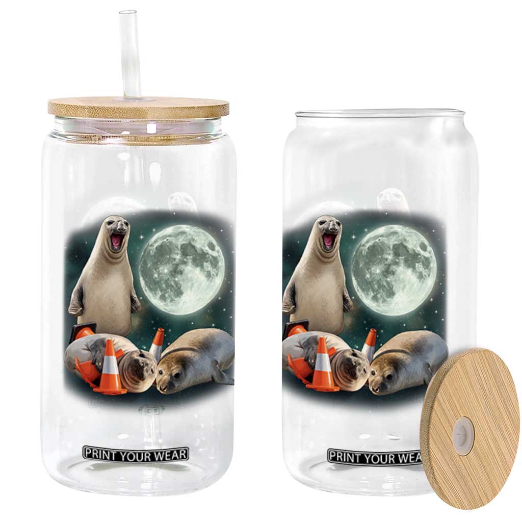 Funny Neil The Seal Howling at Moon 90s Retro Glass Can TS11 Print Your Wear