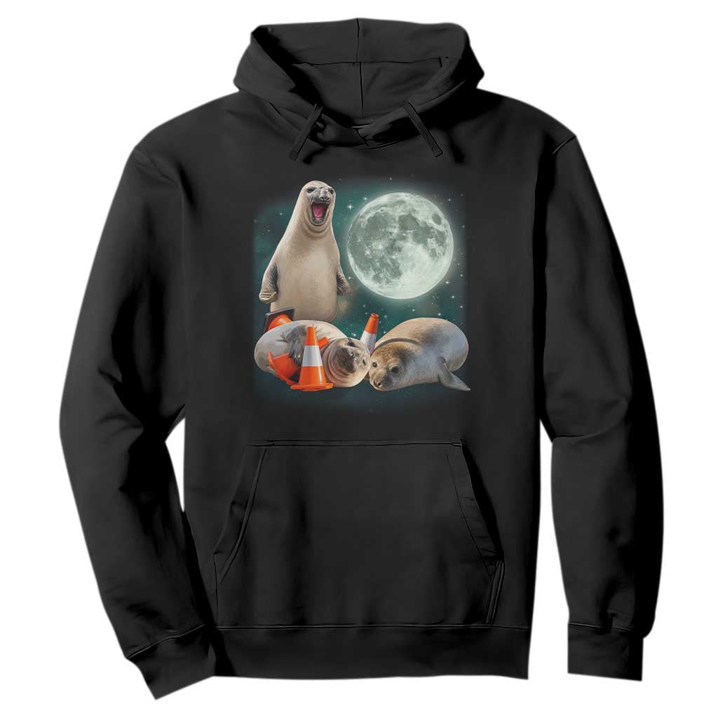 Funny Neil The Seal Howling at Moon 90s Retro Hoodie TS11 Black Print Your Wear