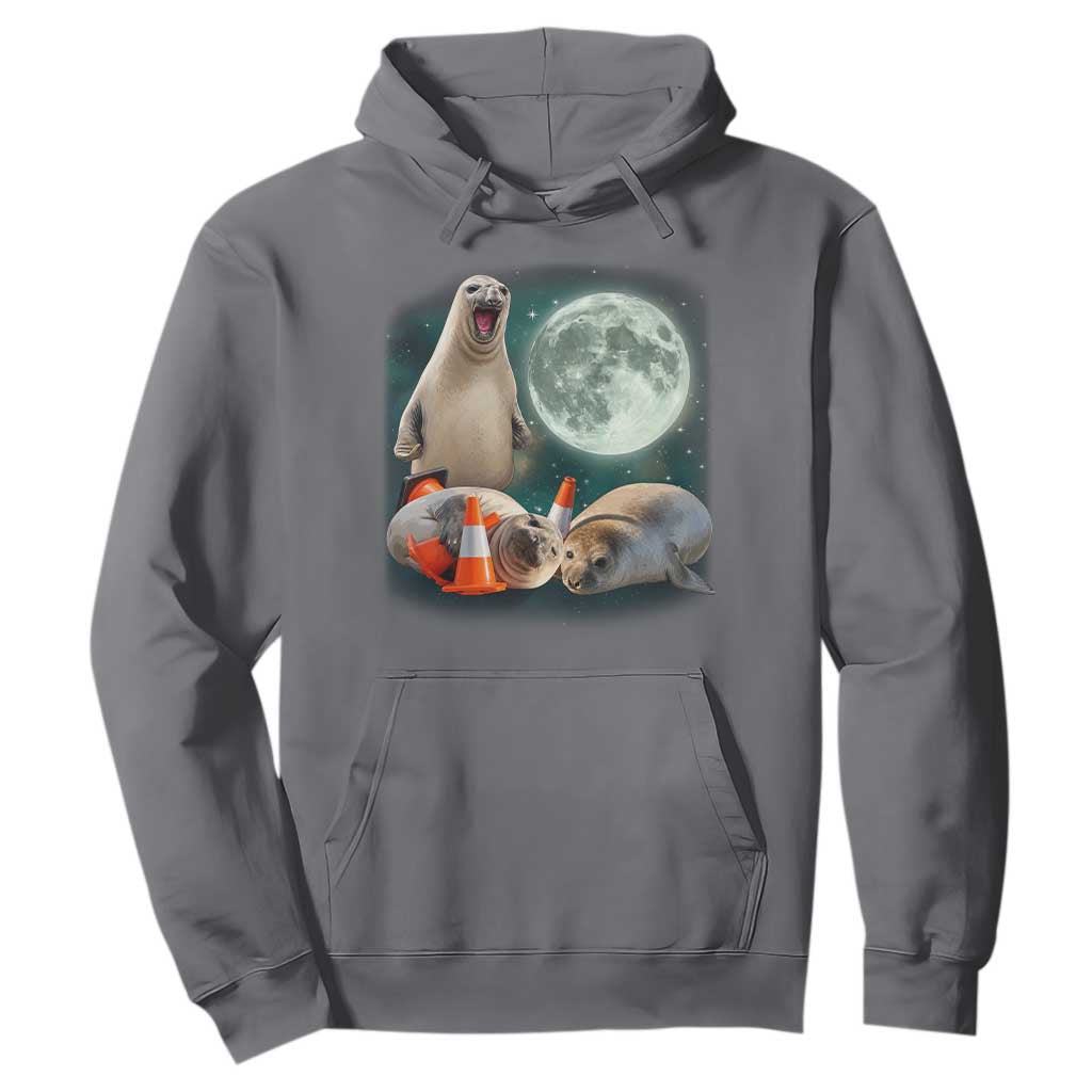 Funny Neil The Seal Howling at Moon 90s Retro Hoodie TS11 Charcoal Print Your Wear