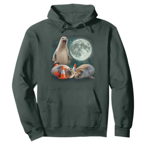 Funny Neil The Seal Howling at Moon 90s Retro Hoodie TS11 Dark Forest Green Print Your Wear